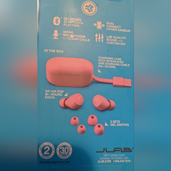 JLab Go Air Pop Pink True Wireless Earbuds - Picture 2 of 2